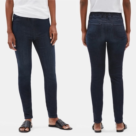 Eileen Fisher Organic Cotton High Stretch Waist Denim Jean Leggings - Picture 8 of 8